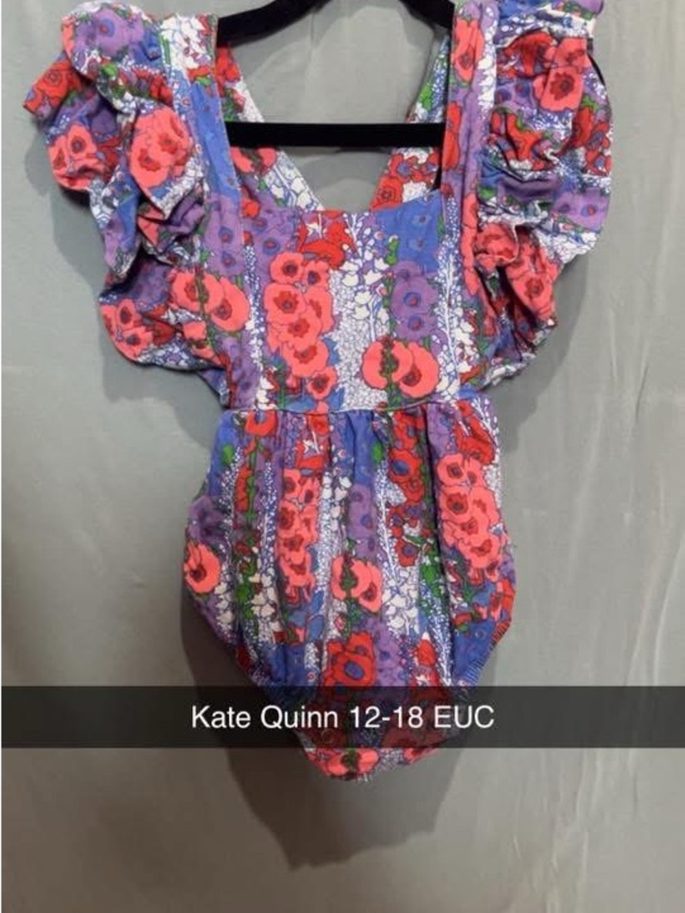 kate quinn Purple & Coral Floral Ruffle Romper
